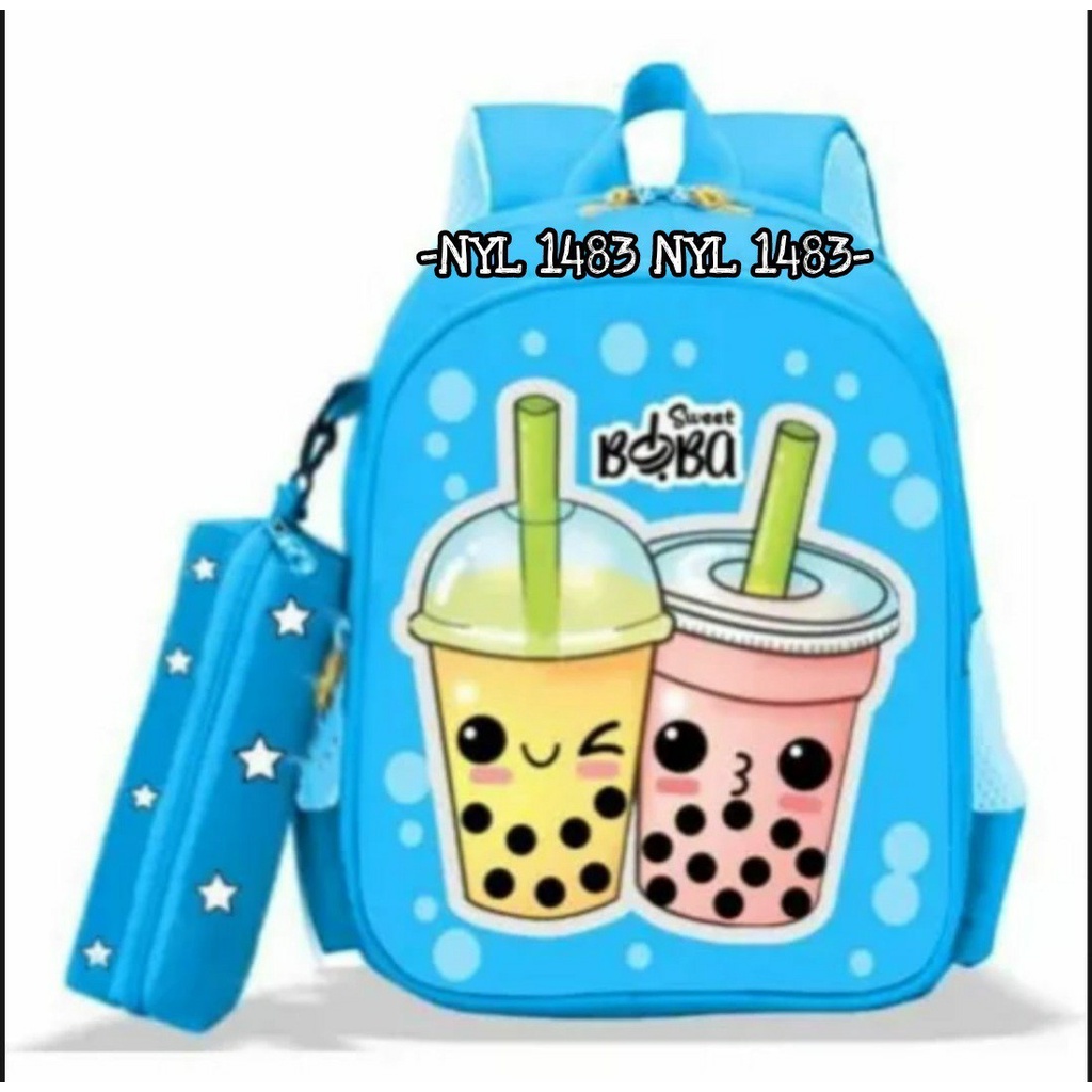 &quot;aurabagss&quot; - Beli 1 Dapat 2 Tas Ransel Anak Karakter BOBA Printing Tas Ransel Anak Set 2 in 1Tas Ransel Anak Sekolah TK SD Unisex Karakter Kartun BOBA Terbaru