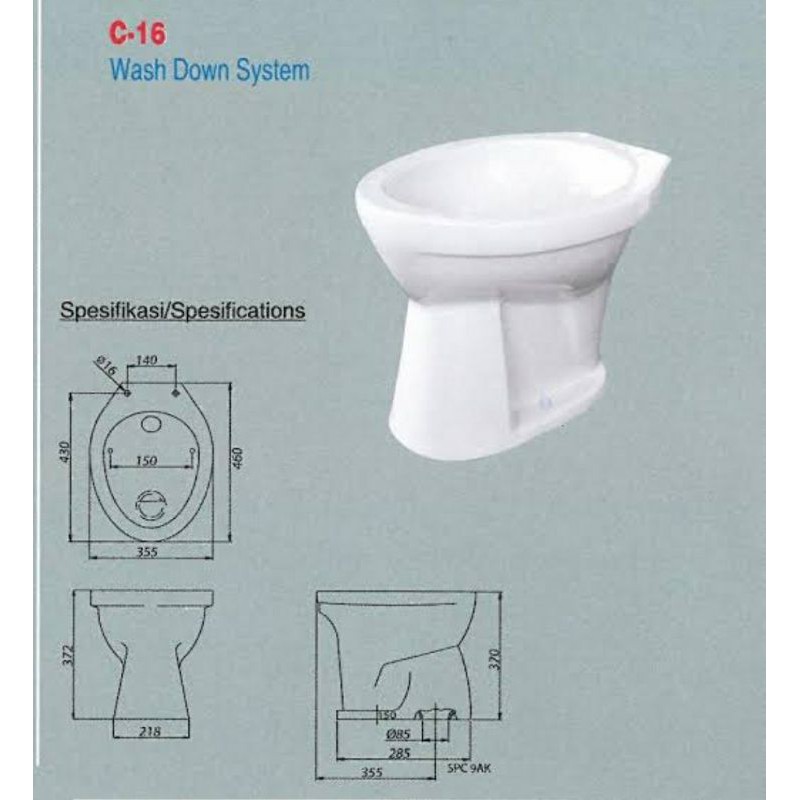 closet kloset duduk + tutup merk ina c16 putih biru ivory beige pink hijau