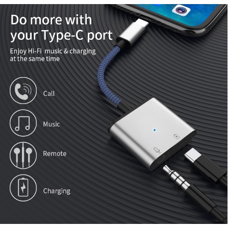 Splitter Type C to Jack 3.5mm and Type C 30W Headset Charger Audio Jack Adaptor SAMSUNG OPPO VIVO HANDPHONE XIAOMI