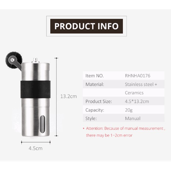 OneTwoCups Alat Penggiling Kopi Manual Coffee Grinder Coffee Maker RHNHA0176 Penumbuk Bubuk Kopi