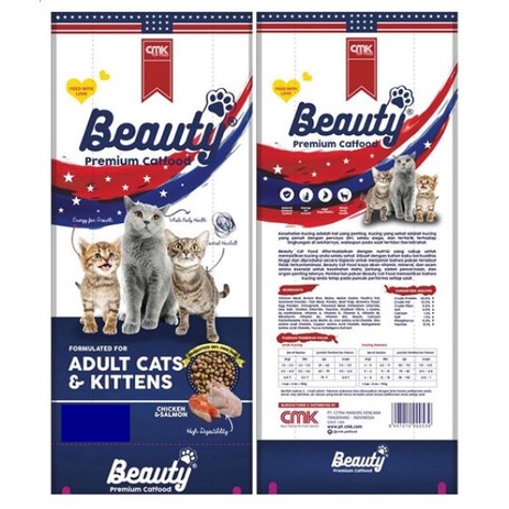 Makanan Kucing BEAUTY 250gr Free Vitamin Premium Quality Dewasa &amp; Kitten Dry Food Pakan Kering Pelet