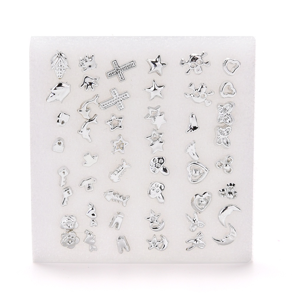 24 Pasang Anting Tusuk Bahan Plastik Lapis Silver