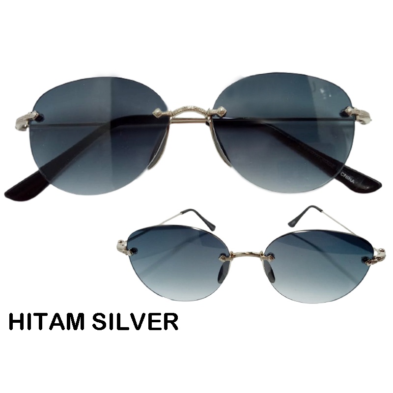 Kacamata korea / Kacamata wanita bergaya tanpa bingkai Gagang Gold Premium / Kacamata hitam / Sunglasses Kacamata Fashion Wanita Pria Model Frame Rimless Kacamata Import Premium Kacamata Gaya