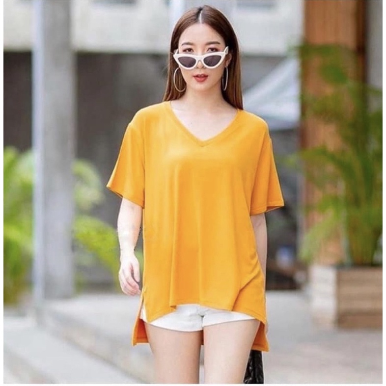 KAOS POLOS VNECK OVERSIZE 1378 || KAOS JUMBO POLOS ADEM GROSIR