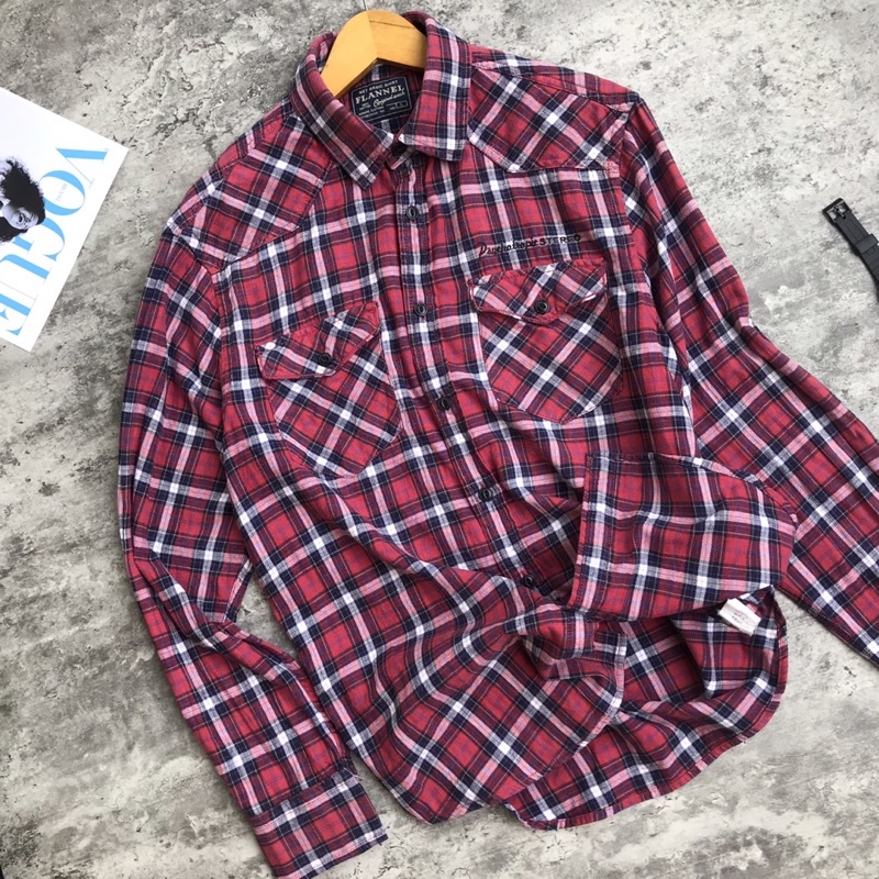 Flanell Original Baju Kemeja Pria Lengan Panjang Kotak Scond