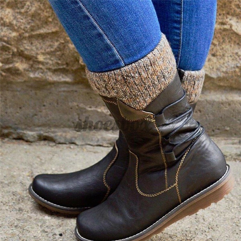 sepatu Boots Sebetis Wanita Lining Bulu Hangat Anti Air Untuk Musim Dingin Salju import