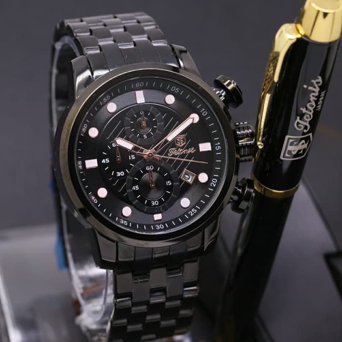 Jam Tangan Pria Tetonis Chrono Rantai Bonus Pulpen Original