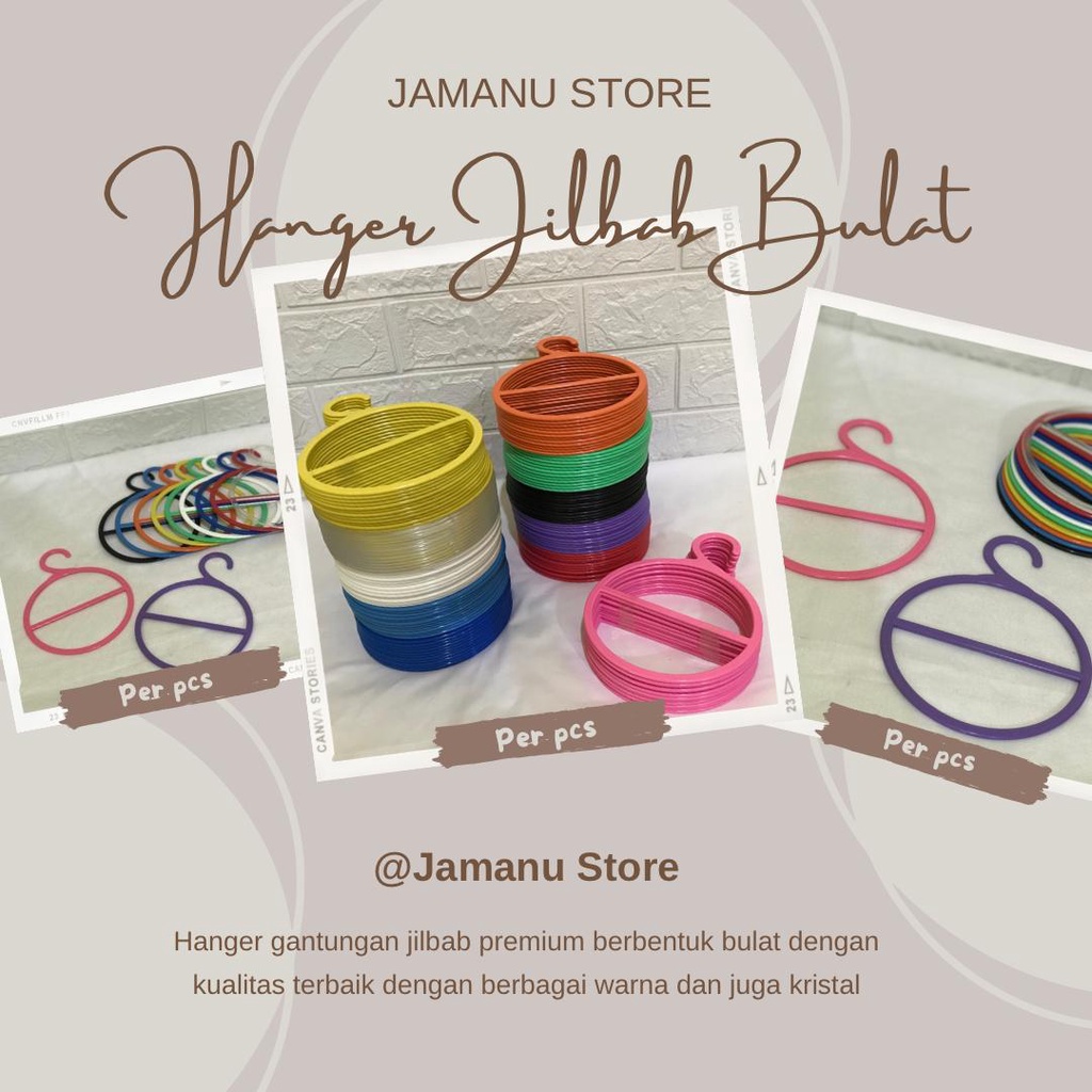 Hanger Jilbab Hijab Bulat Bening dan Warna Scarf Pasminah Syal Per Pcs