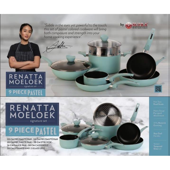 Supra cookware set 9 pcs Chef Renatta Moeloek set 9pcs cookware Pastel