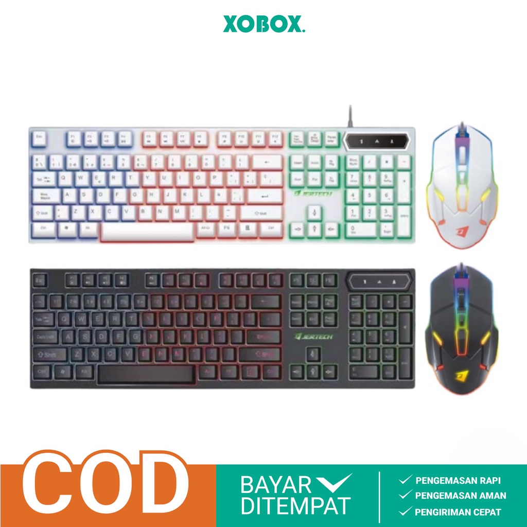 Paket 1 Set Keyboard Dan Mouse Gaming KM180 LED Lighting Effect -XOBOX