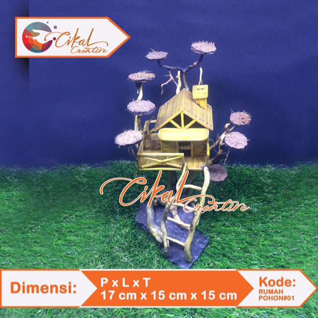 Miniatur Rumah Aquascape / Hardscape / Bonsai Aquascape / Rumah Pohon / Miniatur / 2