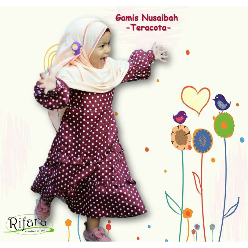 Promo Dahsyat Gamis Anak Nusaibah Rifara Katun Premium Uk L (4-5 thn)