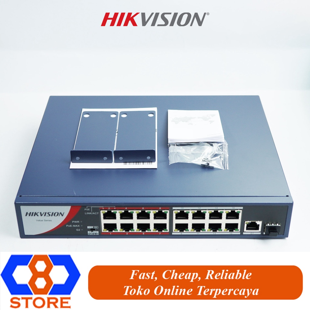 SWITCH POE HIKVISION DS-3E0318P-EM 16 PORT POE UPLINK GIGABIT SFP