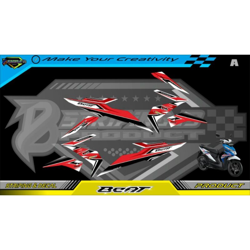 Striping Motor Beat New Fi 2018-2019 Motif Racing-Grafis