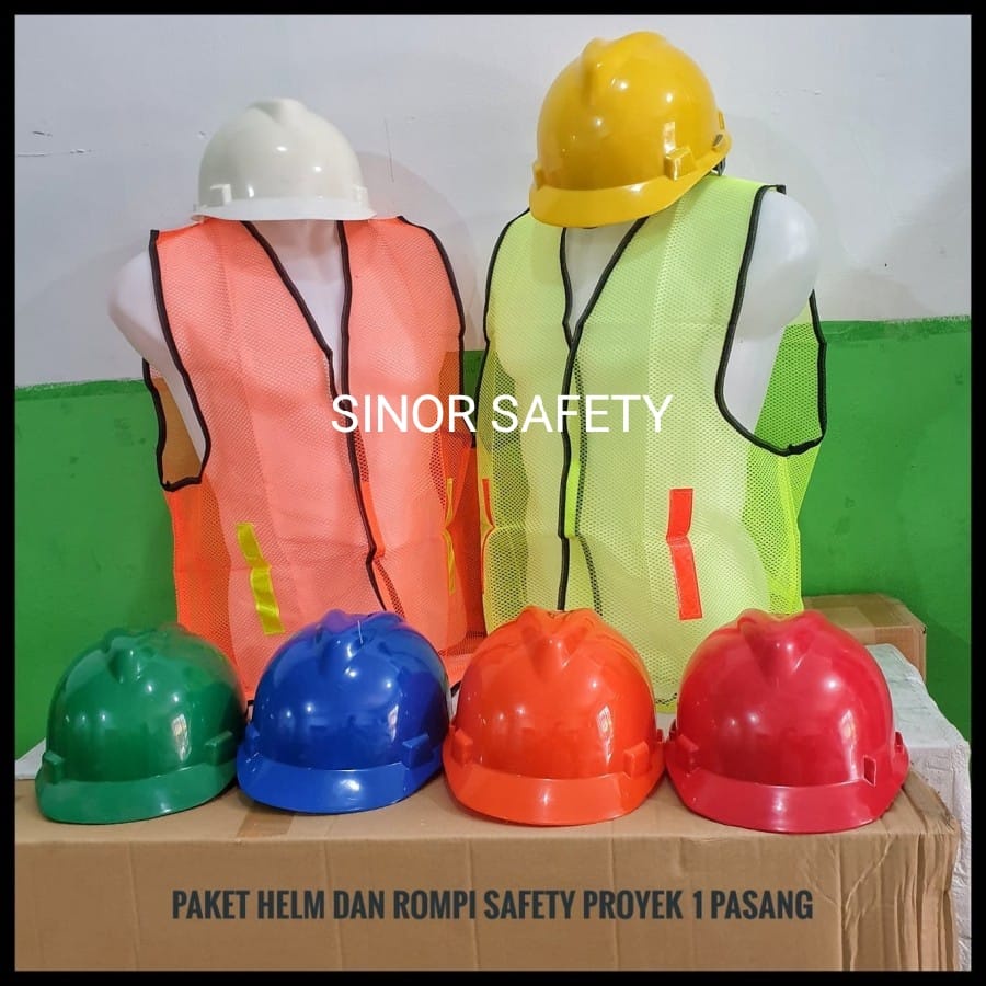 Paket Safety Proyek Full Set Helm Asa Plus Rompi Jaring Jala Eco Bisa Riquest Warna