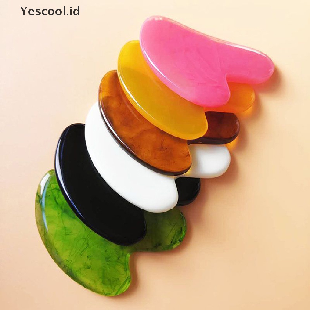 【Yescool】 Natural Jade Guasha Scrapping Plate Massager Face Meridian Plate Tools New .