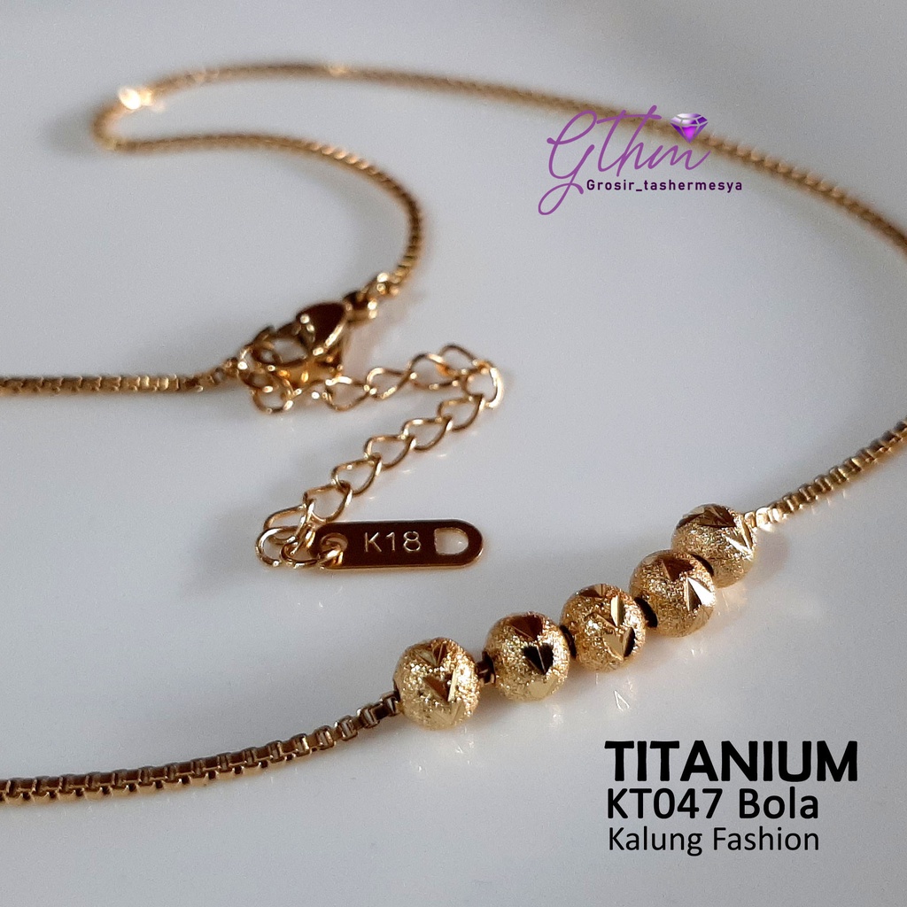 kalung wanita 3 bola titanium kt047
