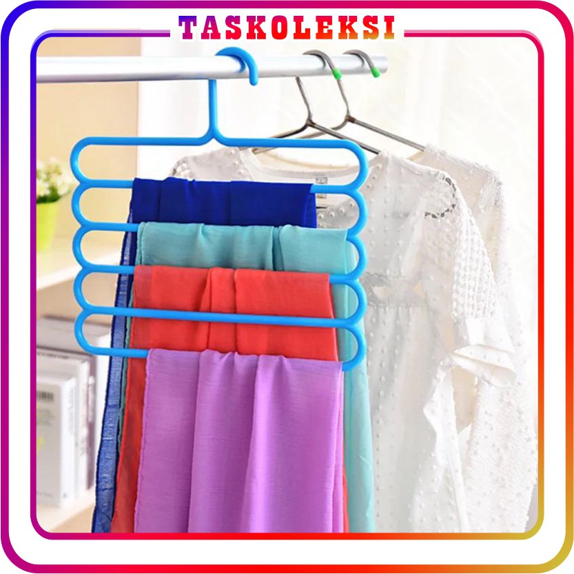 ☛TK☚ R062 Hanger Gantungan Pakaian 5 Tingkat In1 Laundry Stainless Baju Handuk Jilbab Gantung Celana