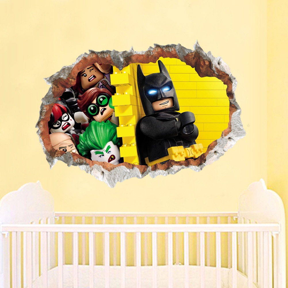 STICKER KARAKTER KARTUN BATMAN LEGO DEKORASI DINDING TEMBOK KAMAR TIDUR RUANG BERMAIN ANAK COWOK CAFE STIKER SETIKER WALL STIKER