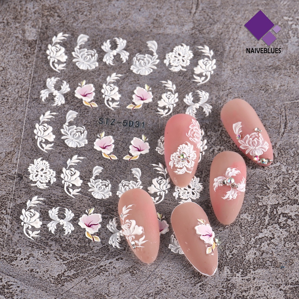 Naiveblue &gt; Stiker Kuku DIY Motif Bunga Untuk Nail Art