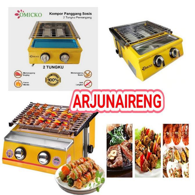 KOMPOR SOSIS 2 TUNGKU OMICO/ALAT PANGGANG BBQ ROASTER ALAT BAKAR