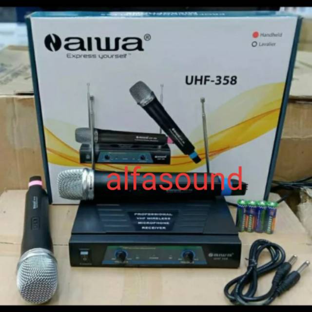 Microphone Wireless Aiwa UHF 358 Mic UHF358 Murah