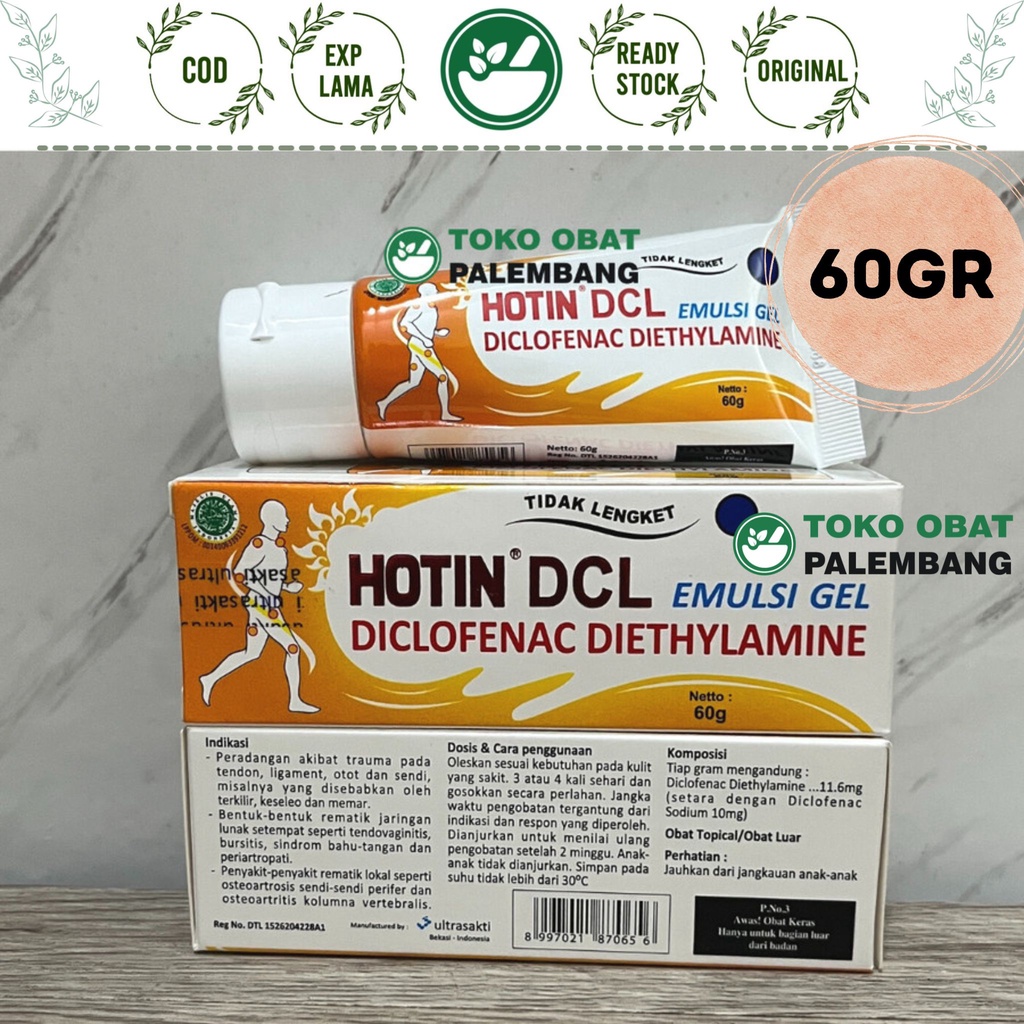 HOT IN DCL 60 GRAM EMULSI GEL DICLOFENAC DIETHYLAMINE HOTIN DCL 60 GRAM EMULSI SAKIT PINGGANG REMATI
