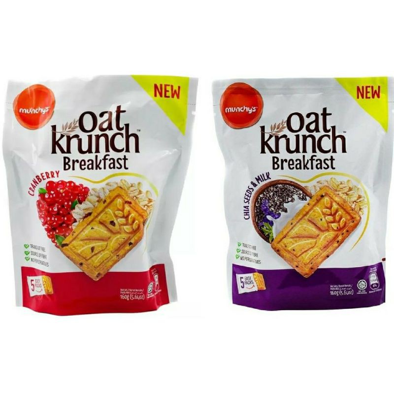

MUNCHYS MUNCHY'S OAT KRUNCH BREAKFAST CRANBERRY / CHIA SEEDS & MILK 160g