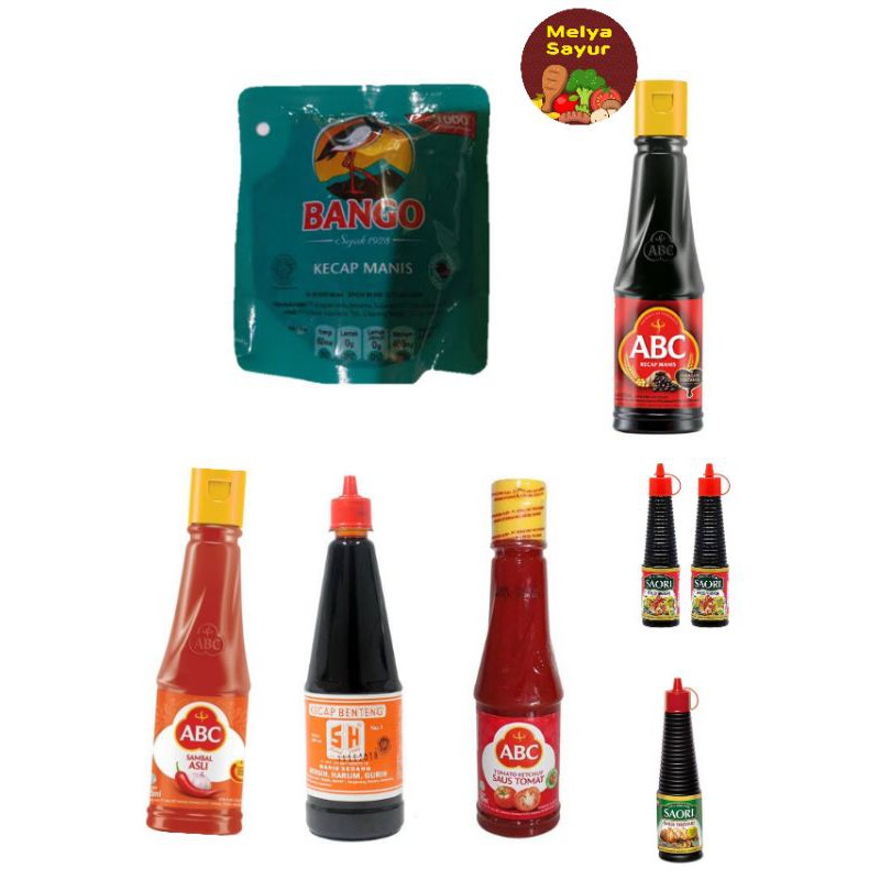 

Kecap bango / Kecap abc / Kecap SH / Saus Abc / Saori Saus tiram / Saori lada hitam /- melyasayur