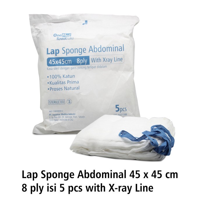 Lap Sponge Abdominal 45cm 8ply isi 5 with X-ray Line OneMed OJ