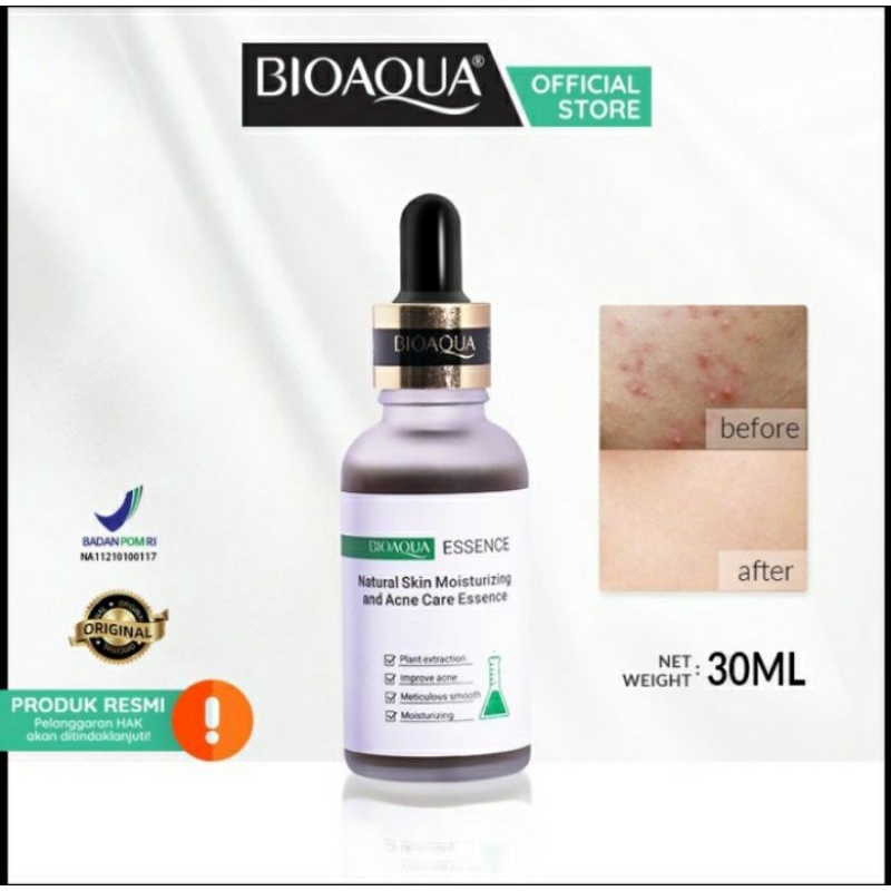 [COD] Bioaqua Serum Wajah Natural Skin Moisturizing &amp; Acne Care Essence 30ml Mengurangi Pembentukan Melanin dan Mengurangi Bekas Jerawat Hitam