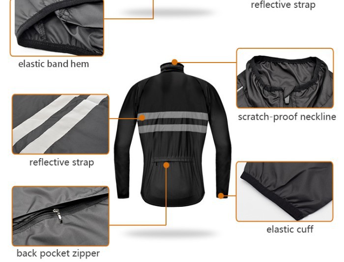 Jaket Lengan Panjang sepeda windproof reflektif WOSAWE