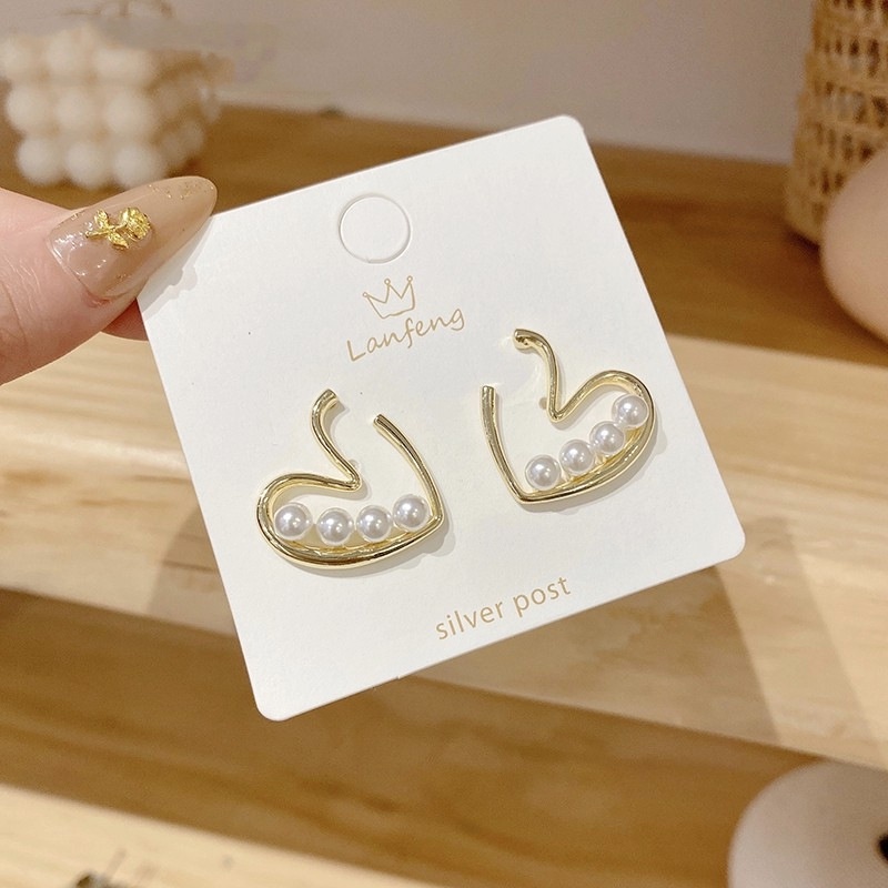 Anting Tusuk Gantung Desain Hati Hias Mutiara Gaya Simpleelegan Untuk Wanita