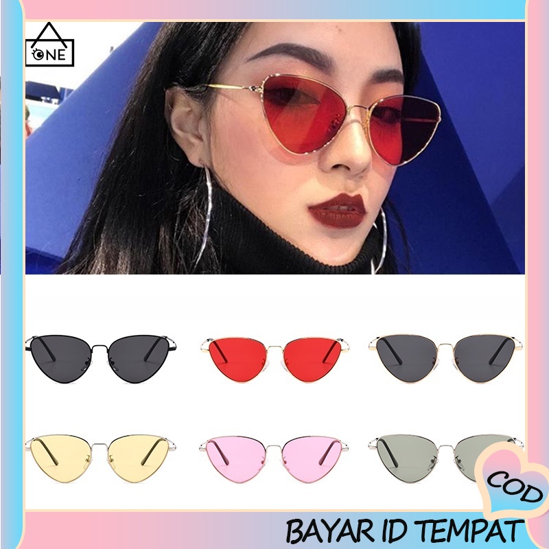 COD✨Kacamata Hitam Fashion Wanita UV400 Cat Eye Korean Bahan Metal Gaya Retro untuk Wanita A one