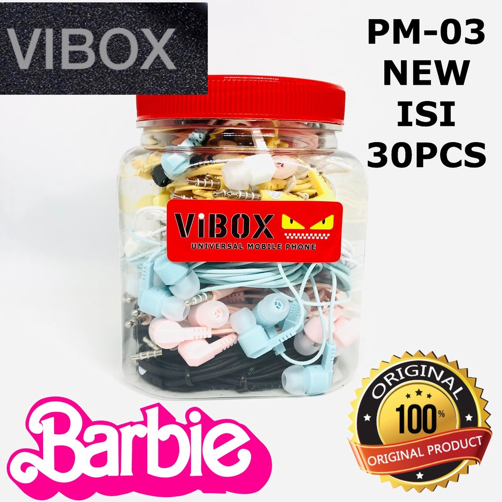 PROMO HEADSET EARPHONE MACARON PM-03 MURAH BERKUALITAS BEST SELLER VIBOX PM-10 BLACK 1TOPLES 30PCS