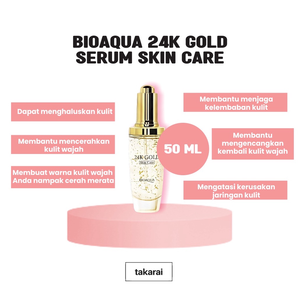 [ORI] Bioaqua 24K Golden Essence Serum Pemutih Wajah dengan Kandungan Emas Cocok Untuk Perawatan Peremajaan Kulit Wajah - BPOM 50ML