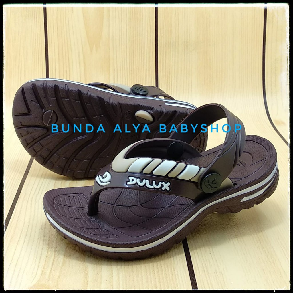 Sandal Anak Laki Jepit Tali Belakang Usia 6 Bulan 1 2 Tahun Karet COKLAT TUA Elastis - Sendal Jepit Anak Cowok Karet Anti Licin Size 20 - 25