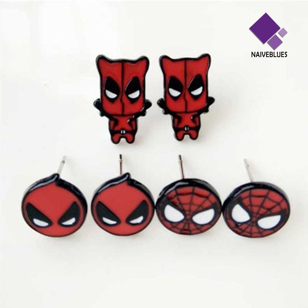 Anting Stud Enamel Desain Kartun Spiderman Deadpool Captain