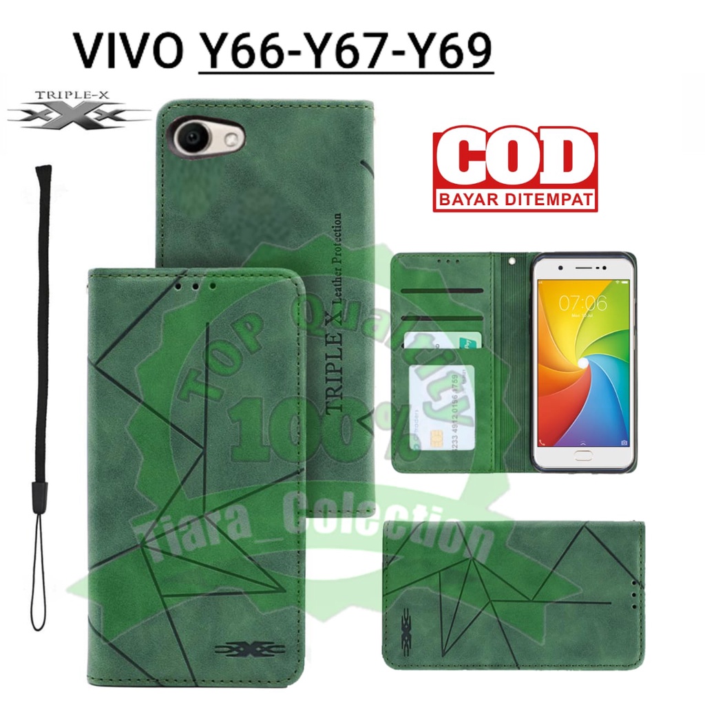 VIVO Y66/Y67/Y69 FLIP MOTIF CASE DOMPET MOTIF CASE MAGNET FLIP LEATHER COVER PU BUKA TUTUP