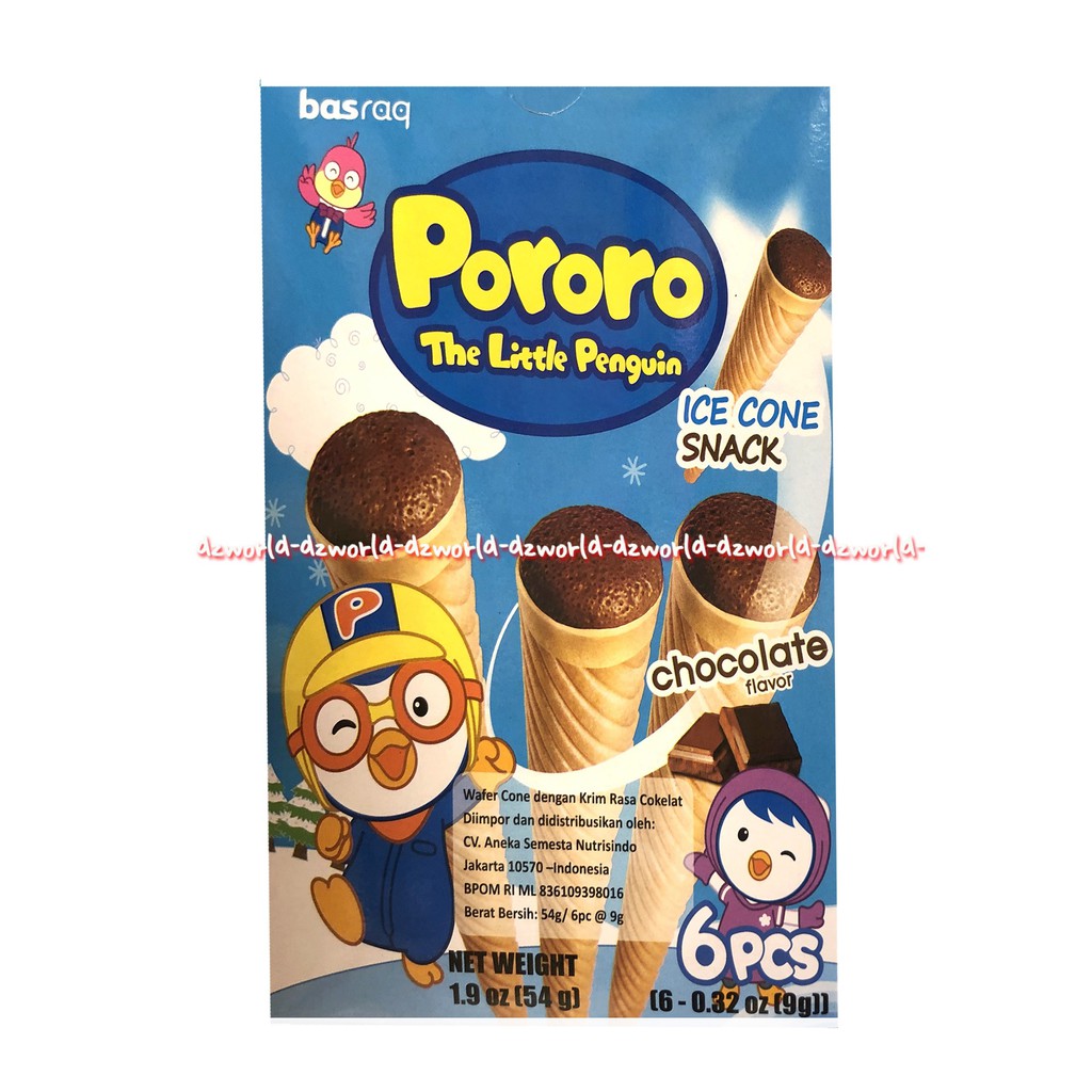 Pororo Ice Cone Snack Chocolate 6pcs Cemilan Strawberry