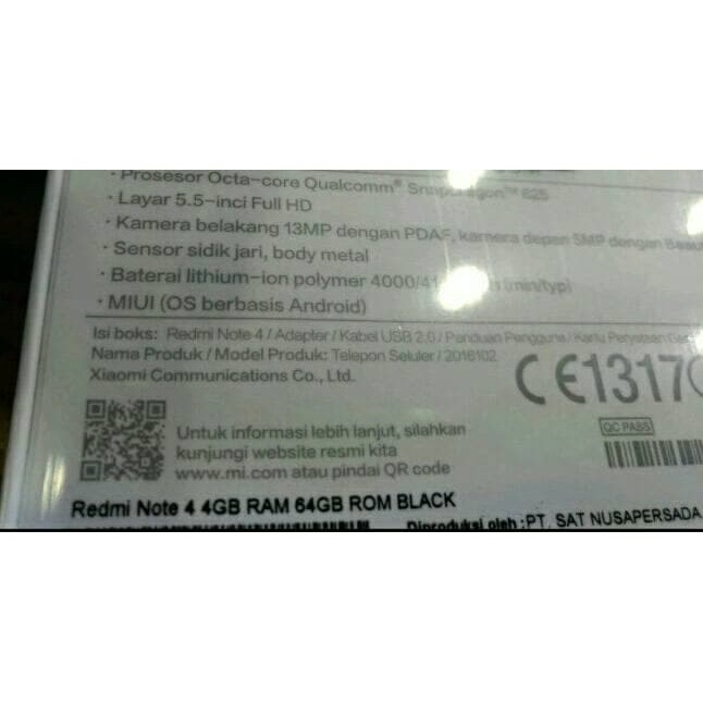 ORIGINAL (ASLI) Xiaomi Redmi Note 4 ( Pro / 4X ) Snapdragon 4 / 64 Garansi Resmi TAM