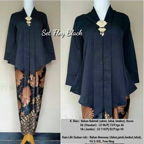 Set Kebaya Floy Atasan Hitam + Bawahan