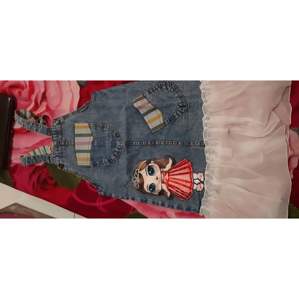 overal jeanz anak (lol led) music baju anak perempuan umur3-4 tahun