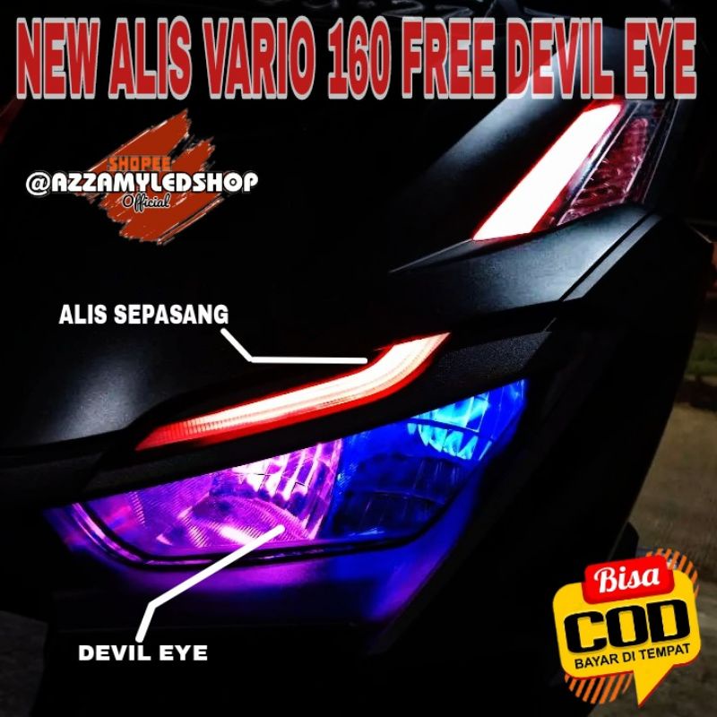 Paket lengkap lampu motor DRL alis lampu alis Vario 160  bonus 4 biji demon eye devil eye kualitas grade A super terang