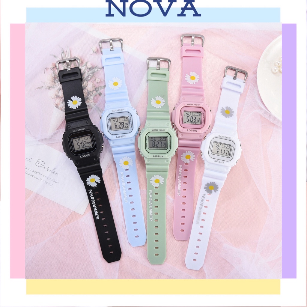 [Nova Watch] Jam Tangan Wanita Digital Rubber Segig Sprot Watch LED Karet Gaya Bunga Grosir Murah   