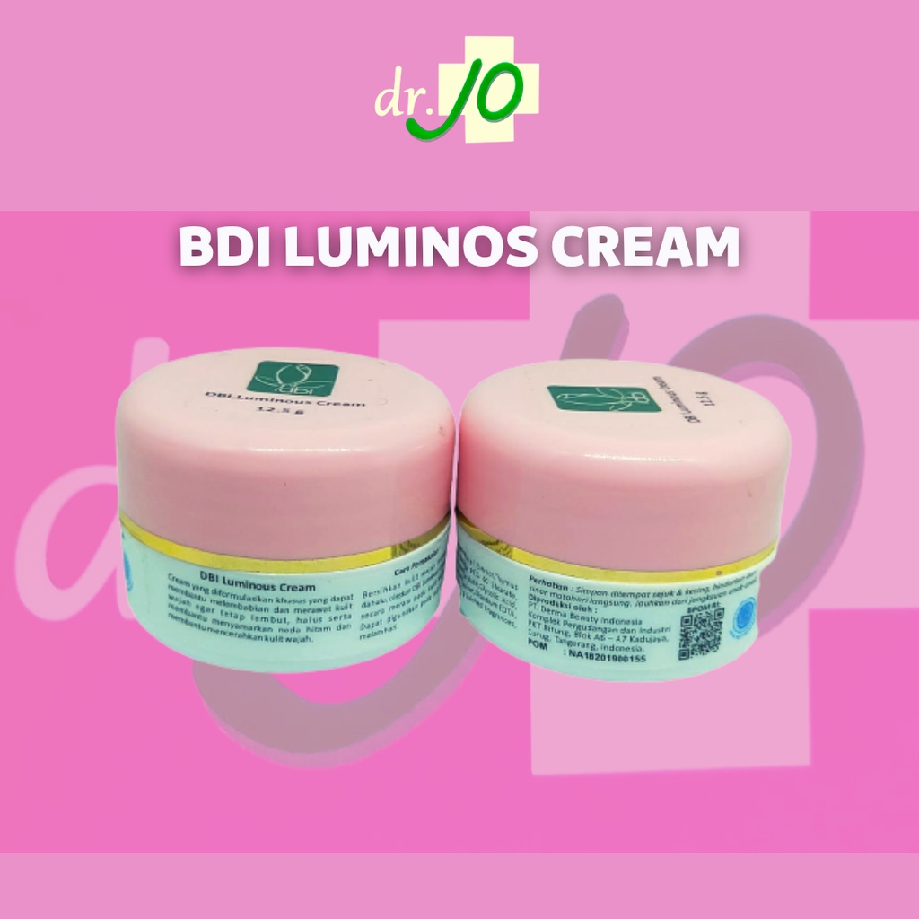 DBI LUMINOUS CREAM 12,5G | CREAM MENCERAHKAN,FLEX,MELEMBABKAN KLINIK DR.JO BPOM AMAN HALAL