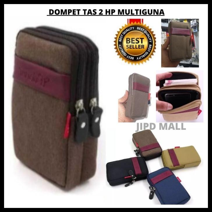Bag Canvas - Tas Dompet Pinggang 2 Hp Canvas Multifungsi 114124