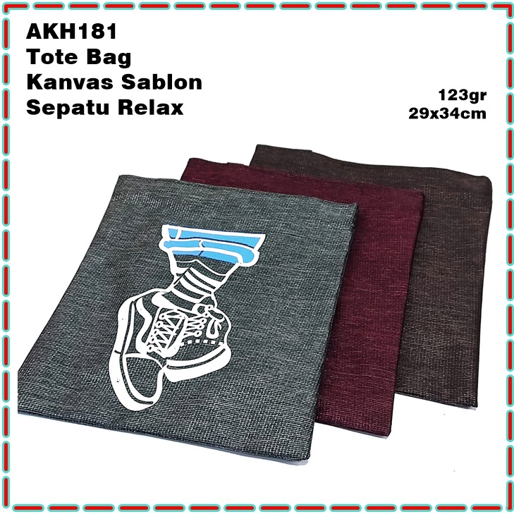 AKH181 Tote Bag Kanvas Sablon Sepatu Relax