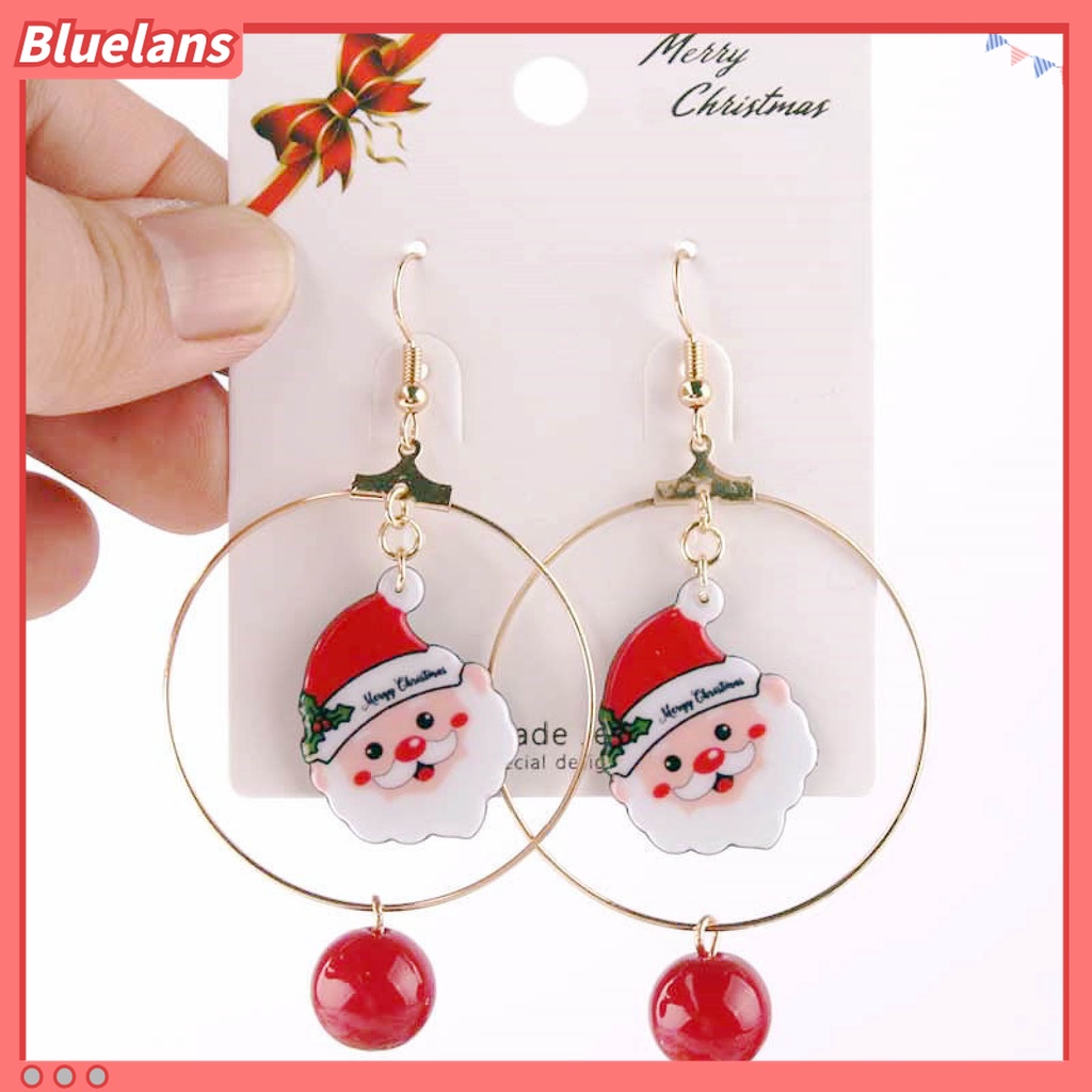 1 Pasang Anting Hoop Desain Snowman Natal Bahan Alloy Untuk Anak Perempuan