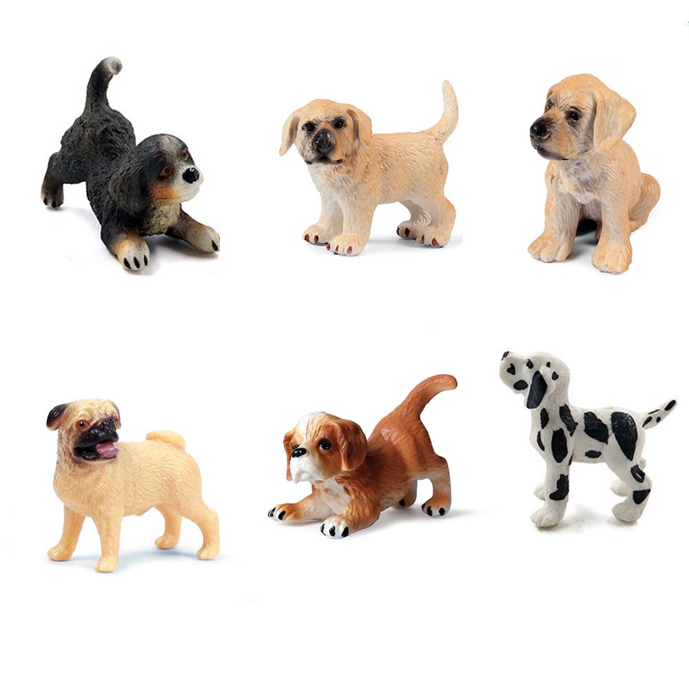 REBUY Mini Animal Model Kids Toys Ornaments Miniature Gift Craft Farm Pug Dog Hound Decoration Figurines